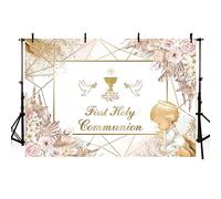 AIBIIN 2,4 x 1,8 m Prima Comunione Tema Boho Rosa Floreale Battesimo Festa Fotografia Sfondo Piccione Piccolo Angelo Dio Benedica Photo Decoration Banner