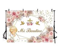 AIBIIN 7x5ft MI BAUTIZO Fotografia Sfondo Angolo Dio benedica Fiore Rosa Glitter Dot Battesimo Tema Ritratto Decorazione Professionale Studio Booth Prop Forniture