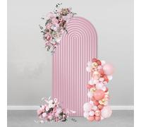 AIBIIN 80 x 180 cm, sfondo rosa a forma di arco rotondo, copertura ad arco su 2 lati, supporto per matrimoni, cerimonie, feste di compleanno, baby shower, banchetti