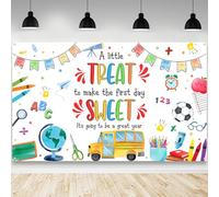 AIBIIN Back to School Banner Sfondo A Little Treat to Make The First Day Sweet It's Going to Be A Great Year Sunshine Scuola Bus Scuola Classroom Party Decorazioni Banner 180 x 110 cm