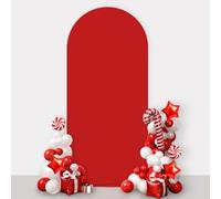 AIBIIN Sfondo a forma di arco colore rosso solido 3,3x7ft/1x2,1m parte superiore rotonda copertura telaio arco 2 lati compatibile con supporto sfondo per cerimonia matrimonio festa compleanno baby