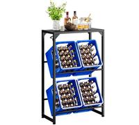 Aibiju Scaffale per Bevande, 4 Casse, Supporto per Casse Autoportante, Portacasse per Bevande, Portacasse per Acqua con Ripiano, per Soggiorno, Cucina, Mestolo per Vino, 70x33x112 cm, YD-YLJ002B