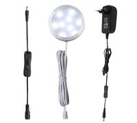 AIBOO Illuminazione a LED da 12 V, 1 pezzo, lampada da incasso da cucina, con interruttore manuale, illuminazione per vetrina per armadio, armadio, scaffale, LED rotondo, luce da cucina, luce bianca