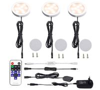 AIBOO LED Luce Sottopensile Cucina Dimmerabile con Telecomando RF Wireless, Illuminazione A LED da Incasso per Armadio, EUR Spina, 3 Luci LED con Display, 12V 6W Under Vetrine(Bianca Calda 2700k)