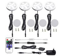 AIBOO LED Luce Sottopensile Cucina Dimmerabile con Telecomando RF Wireless, Illuminazione A LED da Incasso per Armadio, EUR Spina, 4 Luci LED con Display, 12V 8W Under Vetrine(Bianca Freddo 6000K)
