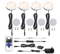 AIBOO LED Luce Sottopensile Cucina Dimmerabile con Telecomando RF Wireless, Illuminazione A LED da Incasso per Armadio, EUR Spina, 4 Luci LED con Display, 12V 8W Under Vetrine(Bianca Calda 2700K)