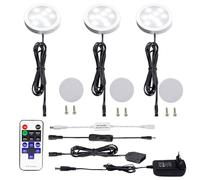 AIBOO LED Luce Sottopensile Cucina Dimmerabile con Telecomando RF Wireless, Illuminazione A LED da Incasso per Armadio, EUR Spina, 3 Luci LED con Display, 12V 6W Under Vetrine(Bianco Freddo 6000K)