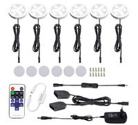 AIBOO Luci Sottopensile Cucina Dimmerabile con Telecomando RF Wireless, Illuminazione A LED da Incasso per Armadio, EUR Spina, 6 Luci LED con Display, 12V 12W Under Vetrine(Bianca Freddo 6000K)