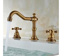 AIBOTY Accessori per Bagno Rubinetto per lavabo da Bagno in Ottone Anticato, Due Maniglie per rubinetteria a Tre Fori, Accessori Hardware Uso familiare