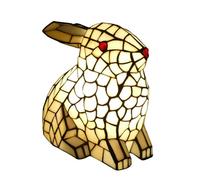 AIBOTY Piccola Lampada da Comodino Mini Lampada da Tavolo Decorativa Lampada con Paralume in Vetro colorato a Forma di Coniglio Beige Carino Lampada da Lettura per Camera da Letto Comodino