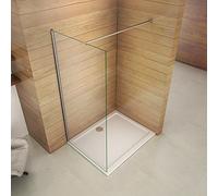 AICA 50x200cm Box Doccia Parete Walk In Con Vetro Trasparente Easyclean 8mm+Barra 90cm