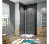 Aica box cabina 90x70cm doccia angolare doppie porte apertura completamente pieghevole vetro temperato trasparente anticalcare alta 195cm