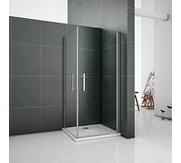 AICA Box Doccia Angolare Doppia Porta Battente Apertura Saloon Vetro Temperato Trasparente Anticalcare 90x90x185 cm