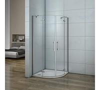 Aica box doccia semicircolare porta battente anticalcare vetro temperato trasparente 6mm (90x90x195 cm)