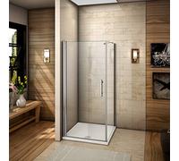 AICA ITALY Angolo doccia cabina per bagno temperato trasparente di cristallo Pulizia facile anticalcare Altezza: 185 centimetri 100x70cm (Porta X parete laterale)
