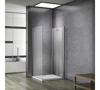 Aica Italy Box Doccia Angolare Porta Pieghevole A Libro Fissato Con Barra Stabilizzatrice a Angolo Vetro Temperato Anticalcare 80x90x195cm