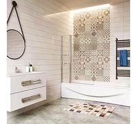 Aica Italy Parete Da Vasca Box Doccia Sopravasca Con Due Ripiani e Anta Mobile con rotazione di 240 Gradi Vetro Temperato 6mm Trasparente Larga 120cm