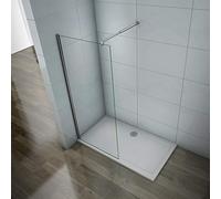 AICA ITALY Parete Doccia Walk-in Con Barra Stabilizzatrice Regolabile 70-120cm Vetro 6mm Temperato Anticalcare Misura 75x185cm