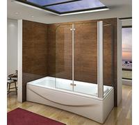 Aica Italy Vasca Movibile Box Doccia 180 Gradi Vetro 6mm Parete Sopravasca Cabina Trasparente Anticalcare