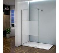 AICA Parete Doccia 60x200cm Con Fissa Walk In Vetro 8 MM Trasparente Barra Stabilizzatrice: 140cm