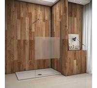 AICA Parete Doccia 90x200cm Con Fissa Walk In Vetro 8 MM Trasparente Barra Stabilizzatrice Tagliabile: 90cm