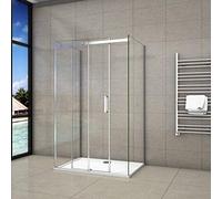 AICAit 195 cm Box Doccia a Tre Lati Porta Scorrevole con 2 Pareti Laterali 120x70x70 cm Cristallo 8 mm Temperato Trasparente Anticalcare Telaio Cromato Lucido