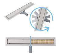 AICAIT Canaletta Scarico Doccia Canalina Scarico Doccia a Pavimento Piastrellabile Pannello 2 in 1 sifone ruota 360 in Acciaio Inossidabile per Box Doccia Bagno Piscina Drenaggio (80cm)