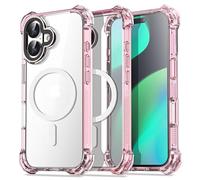 AICase Bounce Custodia per iPhone 16 Plus Rosa Trasparente Compatibile con MagSafe, Antiurto [Protezione Militare da Cadute da 21.3 FT] Antigraffio Protettiva Magnetica Mag Safe