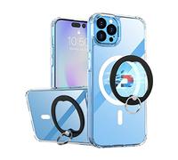 AICase Cover Trasparente per iPhone 14 Pro 6.1" 2022 con Magnete Magnetico Integrato Cerchio di Ricarica Wireless e Cavalletto Magnetico con Anello Staccabile, Vestibilità Slim