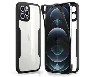 AICEK Compatibile con Apple iPhone 12 PRO Cover, 360 Gradi Full Body Custodia per iPhone 12 PRO Bumper Case Cover e Pellicola Schermo Protettivo Screen Protector Antiurto Nero