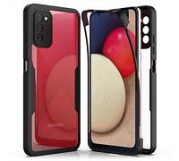 AICEK Compatibile con Samsung Galaxy A02s Cover, 360 Gradi Full Body Custodia per Galaxy A02s Bumper Case Cover e Pellicola Schermo Protettivo Screen Protector Antiurto Nero
