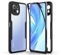 AICEK Compatibile con Xiaomi Mi 11 Lite Cover, 360 Gradi Full Body Custodia per Mi 11 Lite Bumper Case Cover e Pellicola Schermo Protettivo Screen Protector Antiurto Nero