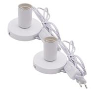 Aicharynic 2 pezzi Vintage E27 base lampada da tavolo attacco E27, lampada da tavolo vintage con interruttore cavo, lampada da comodino con interruttore cavo, max. 100 Watt, colore bianco, lampadina
