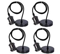 Aicharynic 4 lampadine E27, attacco E27, con cavo da 100 cm, vintage, lampada a sospensione con supporto da soffitto, lampada a sospensione fai da te per casa, bar