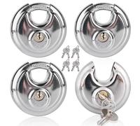 Aicharynic 4 lucchetti circolari, spessore 9,5 mm, lucchetto con chiave, 70 mm, in acciaio inox, resistenti alle intemperie, antiruggine, 4 pezzi