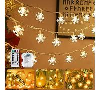 Aicharynic Catena luminosa a LED con fiocco di neve, 6 m, 40 LED, batteria con timer, telecomando a 8 modalità, impermeabile, per interni ed esterni, ideale per stanze, decorazioni, Halloween, feste