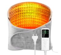 Aicharynic Cuscino riscaldante elettrico, 125 x 30 cm, cuscino riscaldante con spegnimento automatico, 9 livelli di temperatura, 4 impostazioni temporali per schiena, collo, spalle piedi