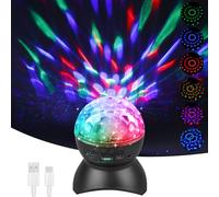 Aicharynic Disco Ball per Bambini Luci LED per Feste: 1 Pezzo Multifunzione Effetti di Luce Disco Attivati dalla Musica, USB Tipo C, per Compleanni (Nero)