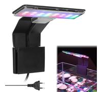 Aicharynic Illuminazione a LED per acquario: clip on 3 colori, illuminazione per acquario, 220 V, 6 W, per piante acquatiche e pesci (nero)