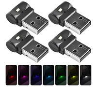 Aicharynic Illuminazione interna a LED USB per auto, 4 pezzi, mini USB, illuminazione a LED luce ambientale per auto 6 colori regolabile illuminazione interna per auto, laptop, alimentazione mobile