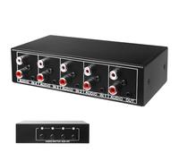 Aicharynic Interruttore Audio 4 in 1 out, Commutatore Audio 3,5 Mm Aux + RCA L/R, Interruttore Audio Bidirezionale, Scatola di Selezione Audio, Splitter Audio Video per Cuffie