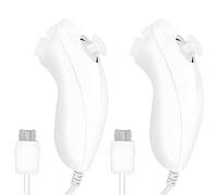Aicharynic Kit Controller Nunchuk per Wii, 2 Pezzi, Joystick e Gamepad di Ricambio compatibili con Console Wii, Bianco