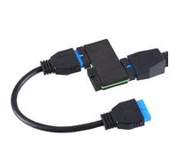 Aicharynic Scheda madre USB 3.0 19PIN Splitter USB, cavo pannello frontale USB, 1 a 2 prolunghe, struttura modulare, USB 30, 20 pin, cavo splitter HUB ad alta velocità con chip per personal computer