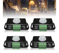 Aicharynic Sensore di Movimento Infrarosso: 4 Pezzi Mini Sensore PIR Nero, Interruttore Automatico DC 12V 24V, per Strisce LED (Nero)