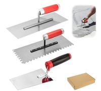 Aicharynic Set di 3 spatole da muratore in acciaio inox con manico in gomma per stuccatori per stuccatori e calcestruzzo