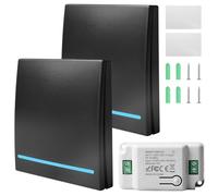 Aicharynic Set di interruttori della luce, 230 V, interruttore radio con telecomando, per lampade fino a 2000 W, portata fino a 50 m, 2 interruttori radio senza batteria da 230 V + ricevitore