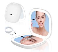 Aicharynic Specchio tascabile a LED con ingrandimento 1X/10X, specchio cosmetico specchio ingranditore con luce specchio viaggio con luce regolabile e luce LED a 2 lati pieghevole regalo per ragazze