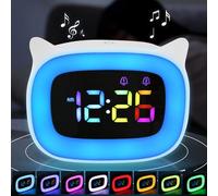 Aicharynic Sveglia digitale per bambini, sveglia per bambini, sveglia con luce, sveglia per bambini, sveglia con funzione snooze con luce notturna, 18 suonerie, modalità snooze 12/24