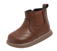 AIchenYW Scarpe invernali per bambini, stivali da neve per bambini, alla moda, tinta unita, non slip, traspiranti, per bambini, invernali, da neve, con fodera calda, marrone, 23.5 EU