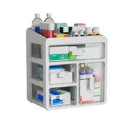 aichilra Scatola Organizer per Medicinali 4 Livelli, Porta Medicine da Casa con Cassetti Trasparenti, Contenitore per Farmaci, Vitamine e Cosmetici, Pronto all'Uso per Casa e Ufficio